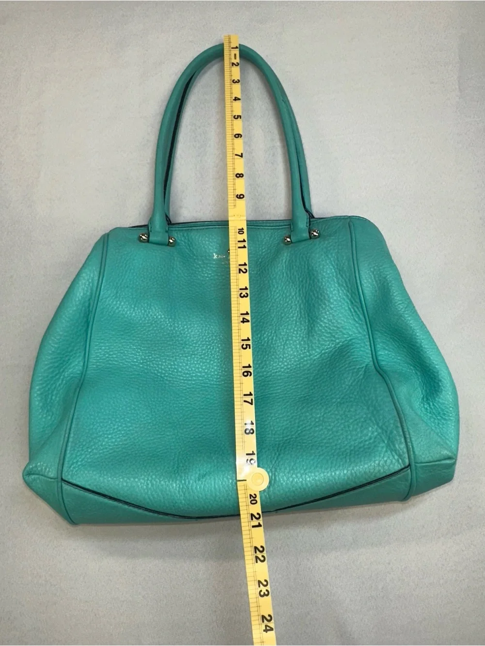 KATE SPADE Turquoise Satchel Purse Handbag Striped Interior Roomy